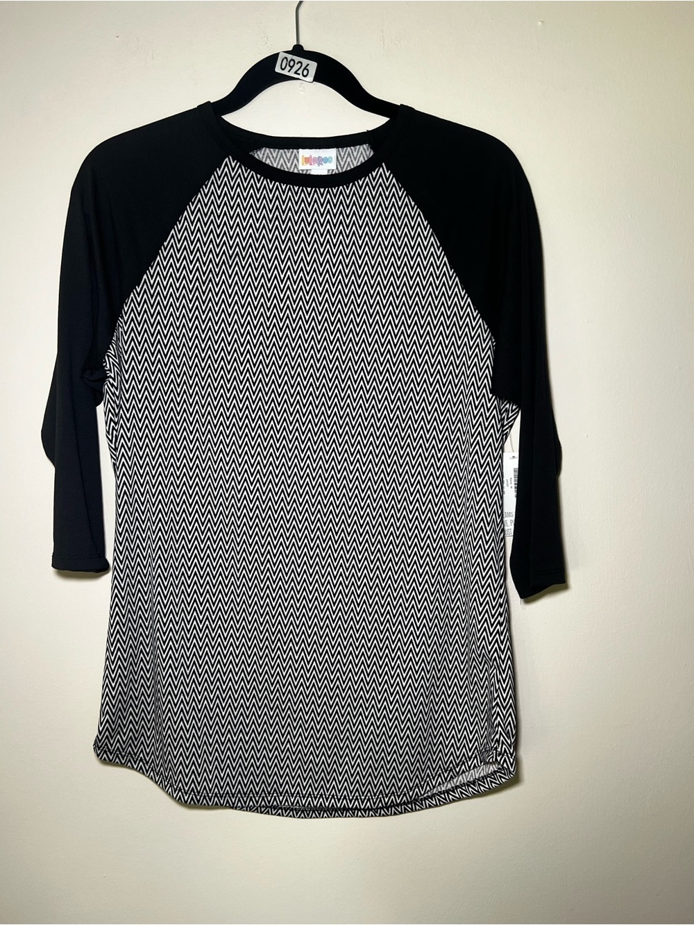 LuLaRoe Randy Black & White Zigzag Baseball